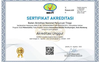 Matematika UNPAR Berhasil Memperoleh Akreditasi “Unggul”, Sebelumnya “A” Sejak 2005